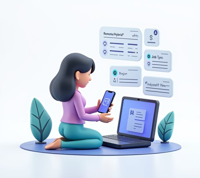 Person using a smartphone while sitting at a desk with a laptop, no text, no logos, no readable UI, no legible numbers